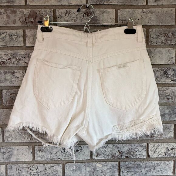 Rolla’s Dusters High Rise Slim Distressed White Denim Shorts Size 27 - Picture 5 of 8